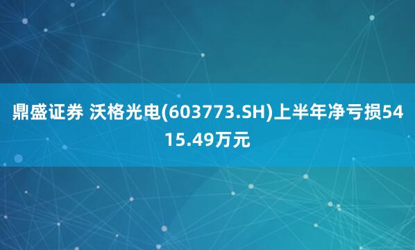 鼎盛证券 沃格光电(603773.SH)上半年净亏损5415.49万元